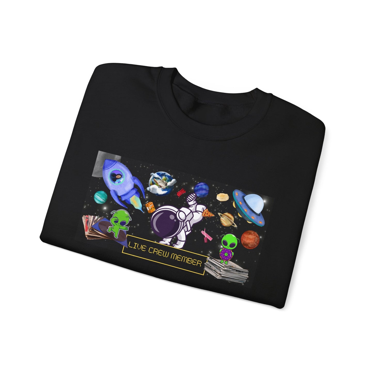 Unisex Space-Themed Crewneck Sweatshirt - Live Crew Member