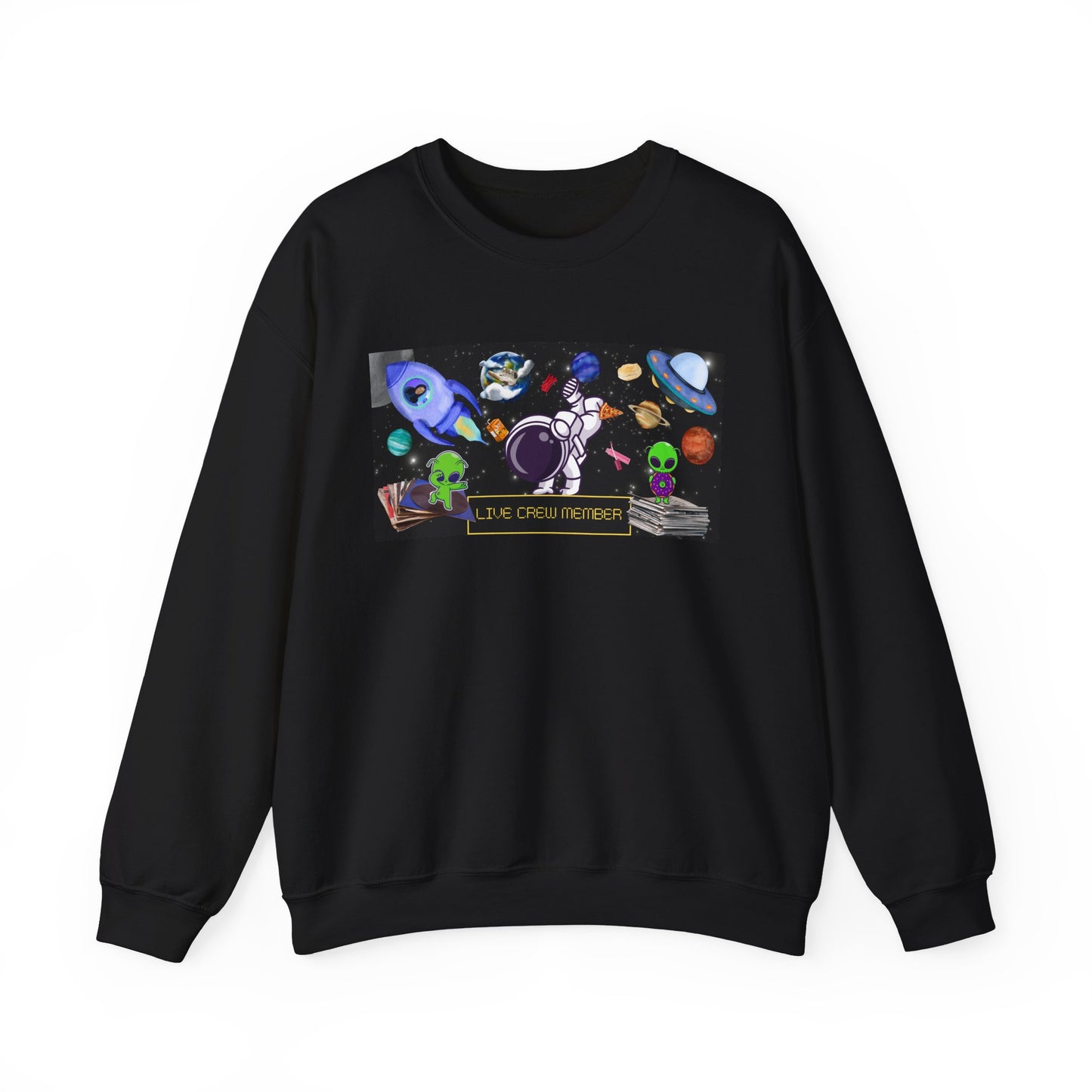 Unisex Space-Themed Crewneck Sweatshirt - Live Crew Member