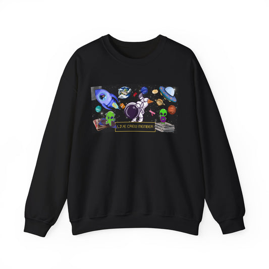 Unisex Space-Themed Crewneck Sweatshirt - Live Crew Member
